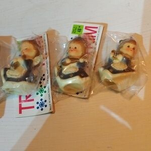 3 Vintage mini angel ornaments.
